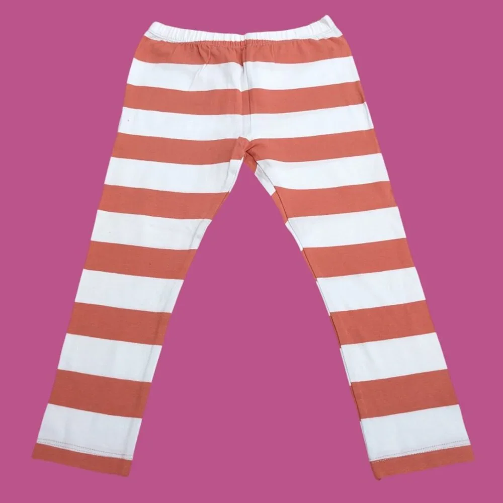 Pepco Full length Soft Cotton leggings Skinny Fit stretchy Orange Stripes NWOT